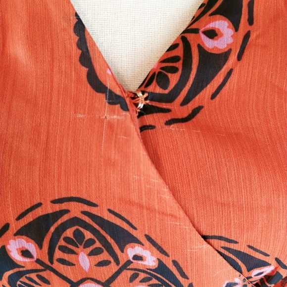 Q+A Los Angeles boho long burnt orange dress small - Picture 3 of 9